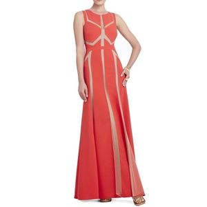 BCBG Bright Poppy Imogen Tulle Insert Gown